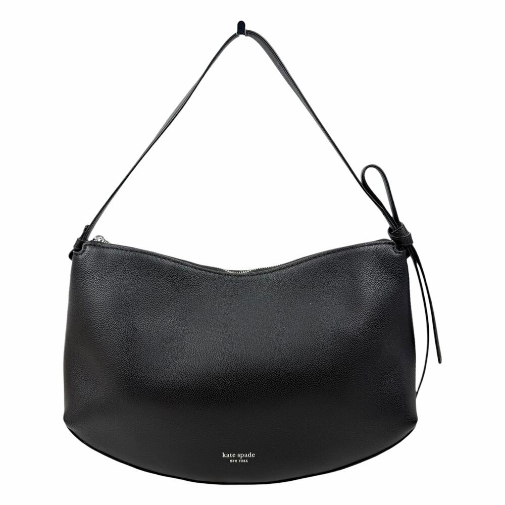Kate Spade Loop Large Shoulder Bag Pebble Leather Black Silver - Picture 4 of 15